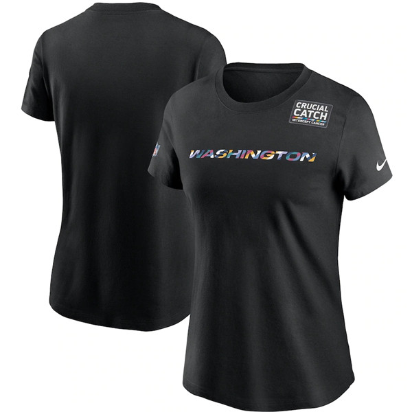 Women's Washington Football Team Black NFL 2020 Sideline Crucial Catch Performance T-Shirt(Run Small)